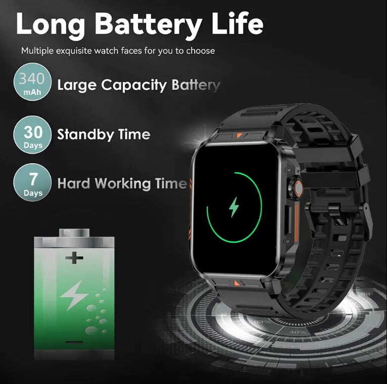 Big Battery Fitness Waterproof Smartwatch