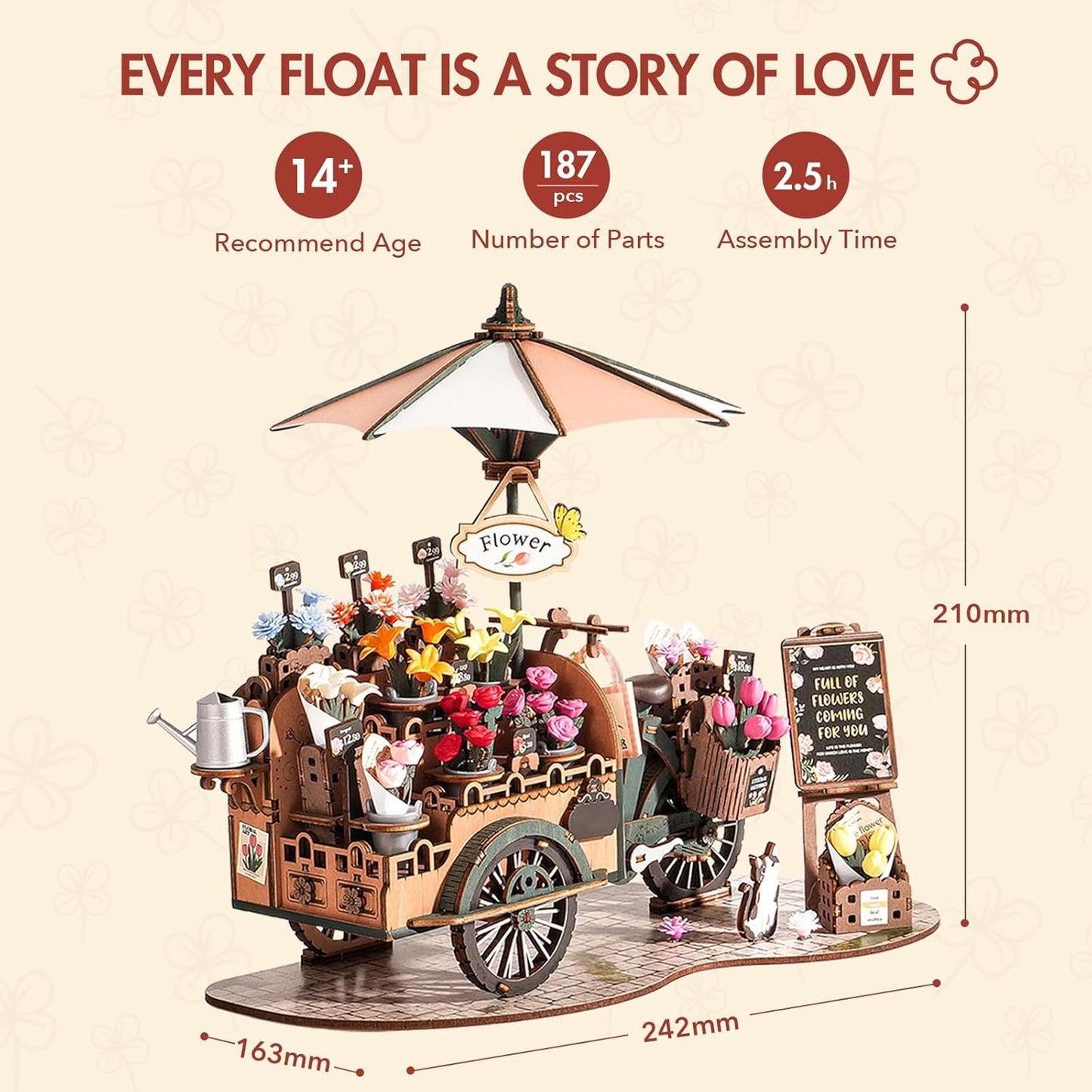 ROBOTIME Blossom Cart 3D Puzzle
