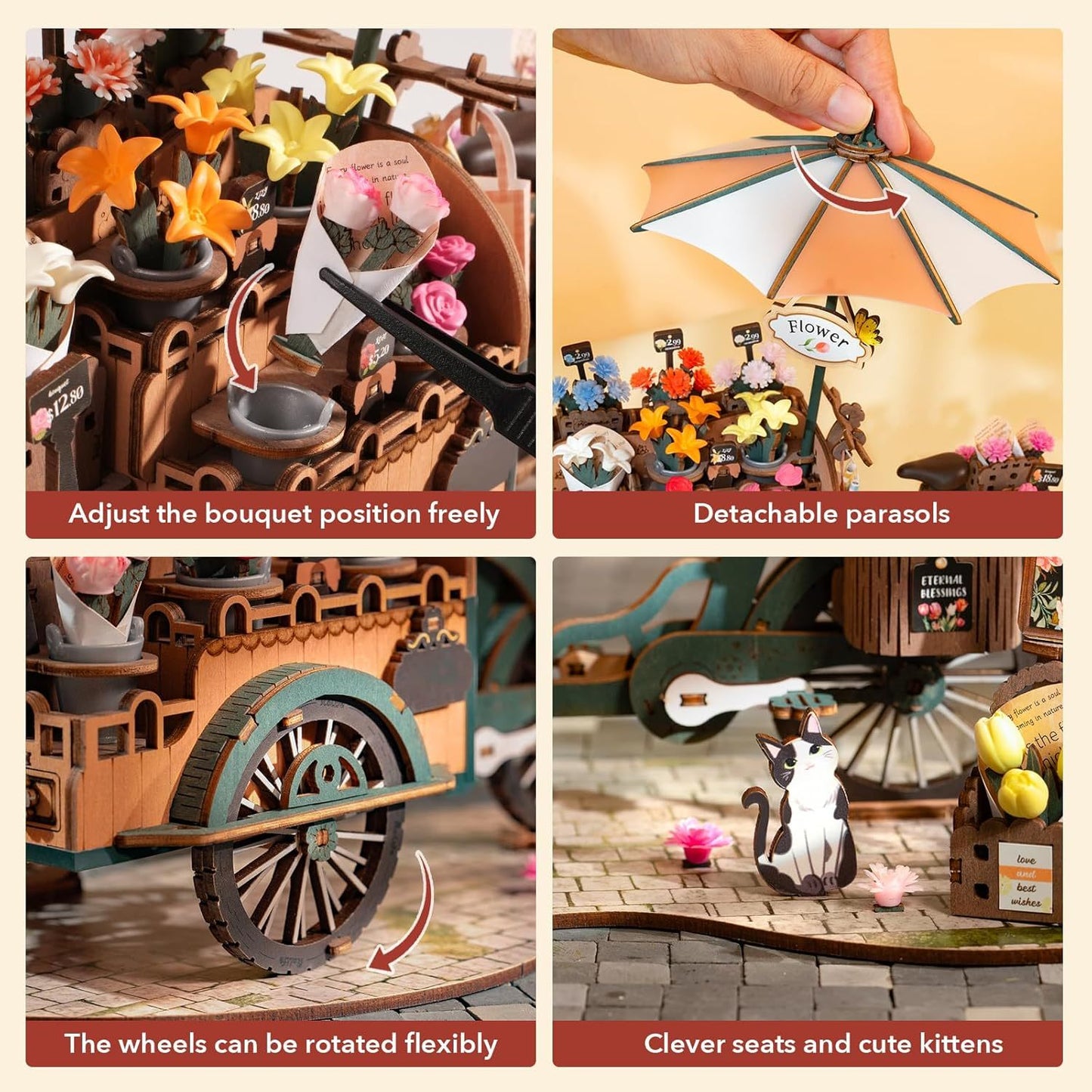 ROBOTIME Blossom Cart 3D Puzzle