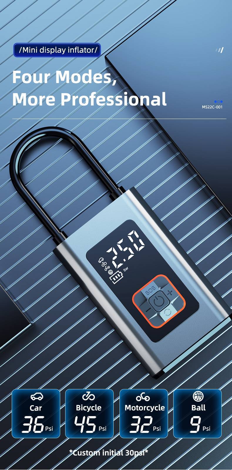 9-Function Digital Portable Tire Inflator