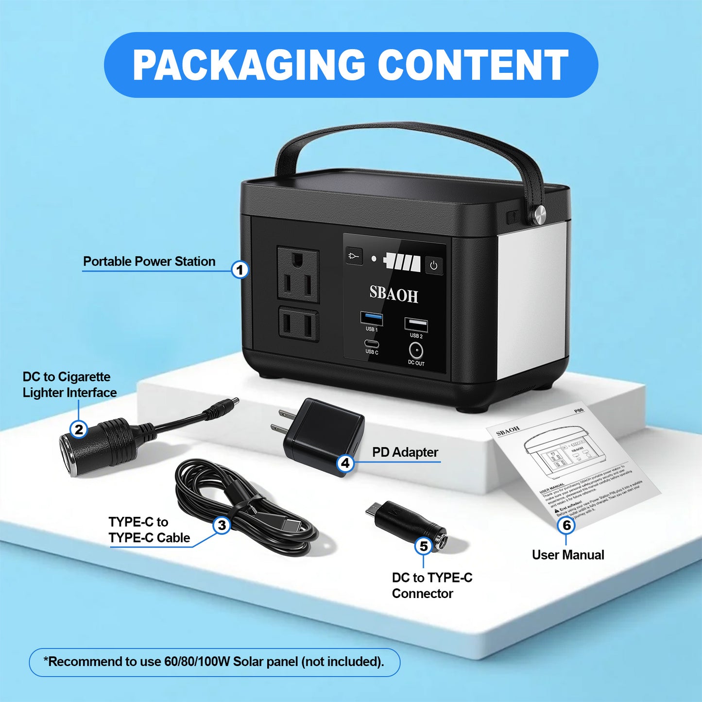 Portable Power Station P86,88.8Wh