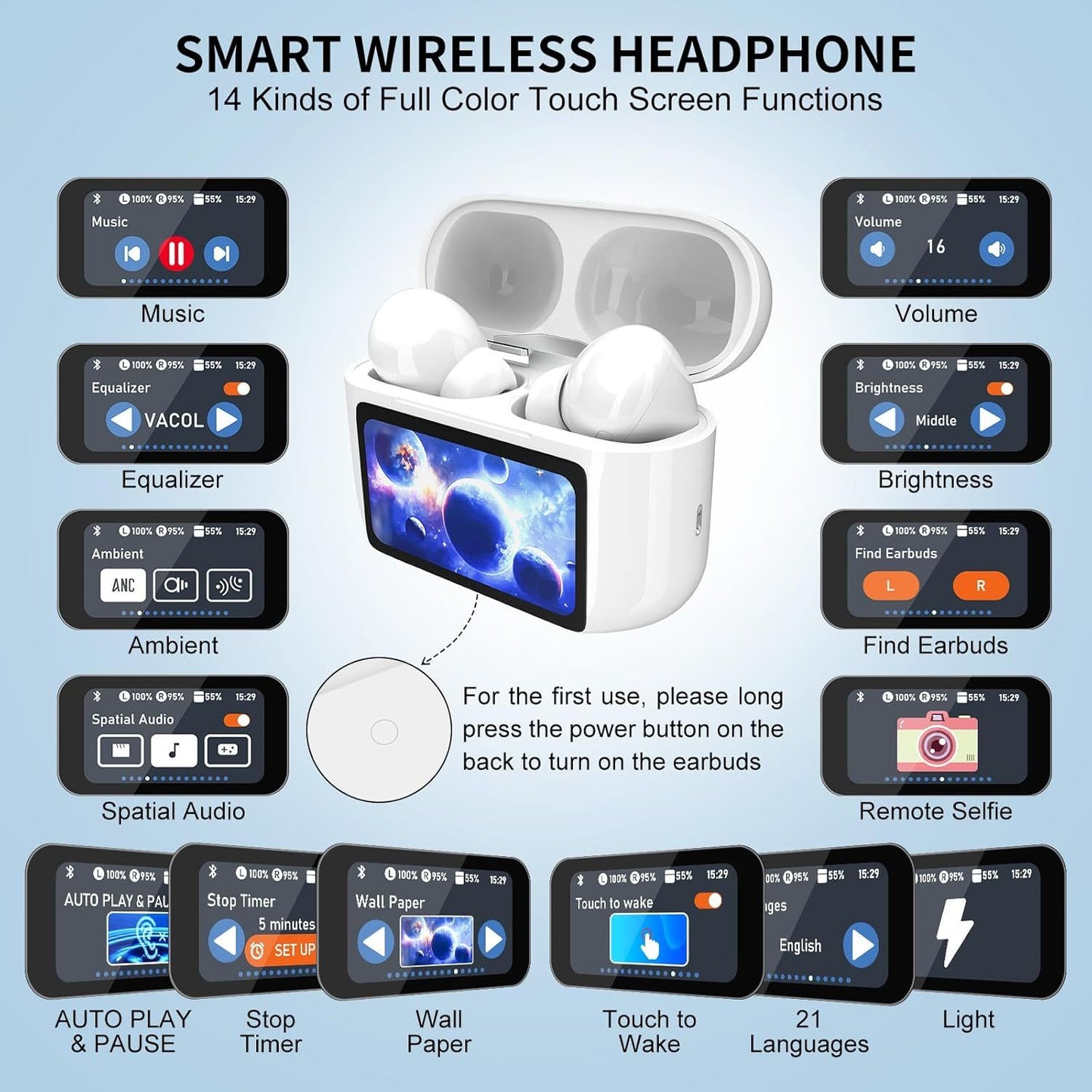 Wireless Earbuds, 5.4 Bluetooth Headphones