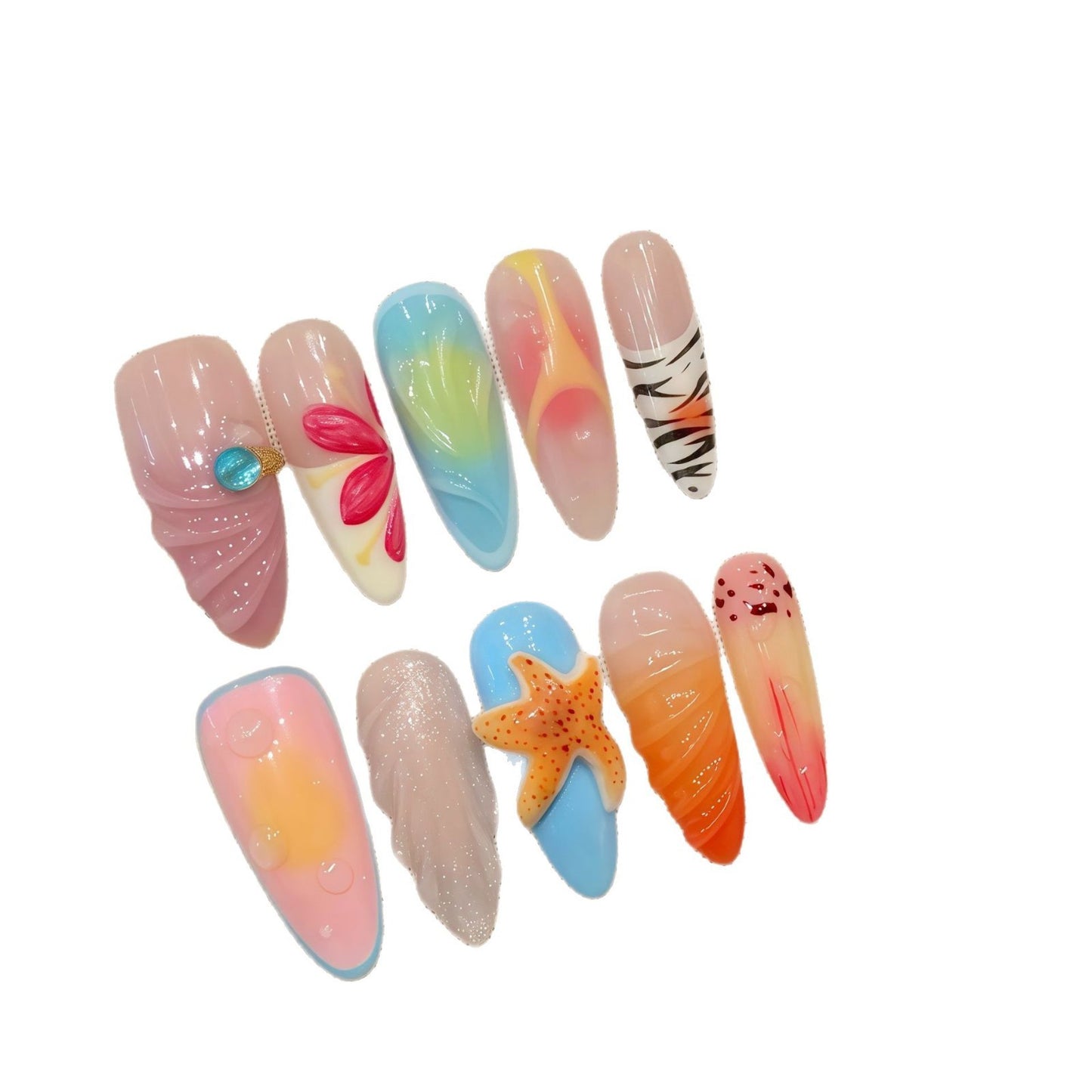 Three-dimensional Starfish Nail Tip