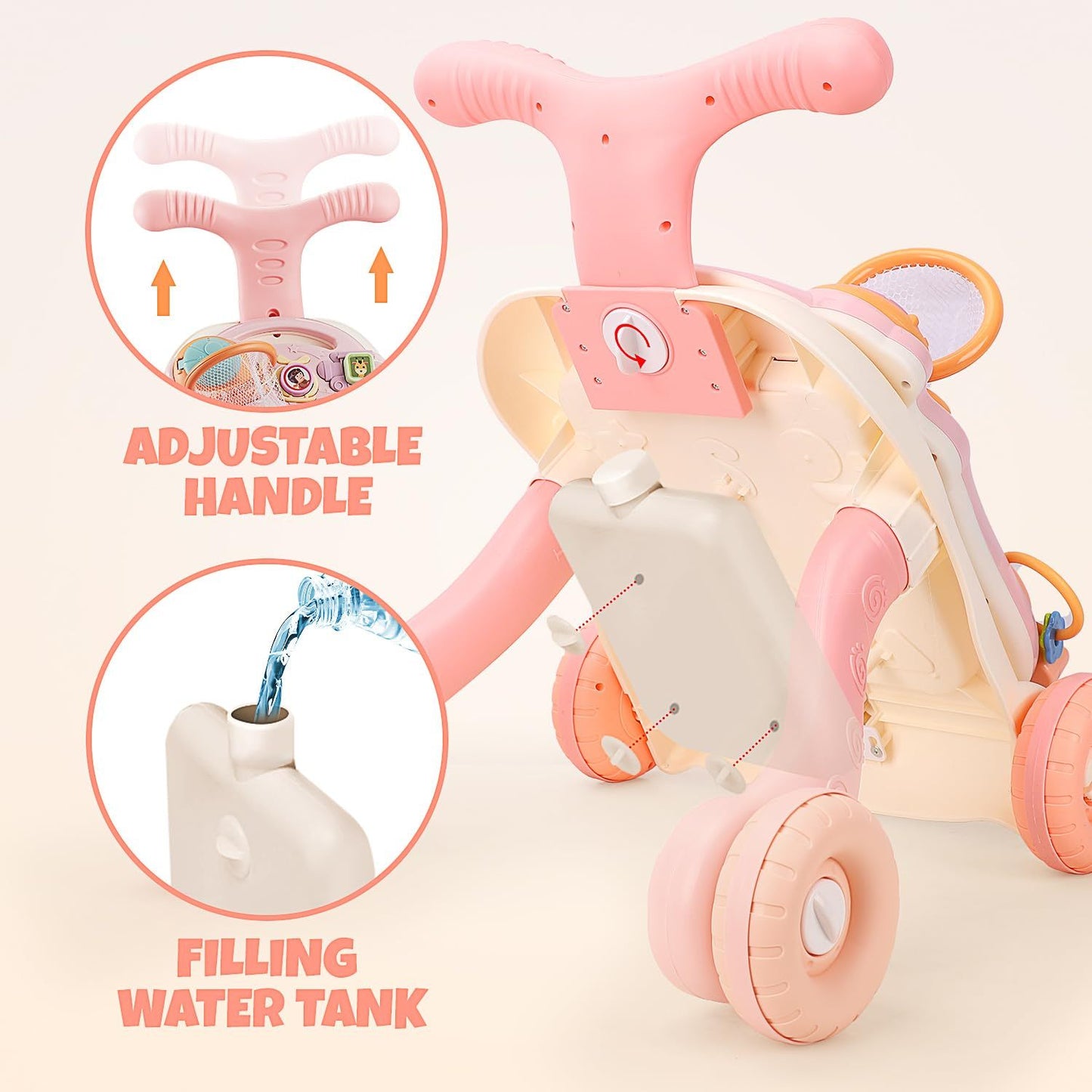 Pink Gliding Walker with Music