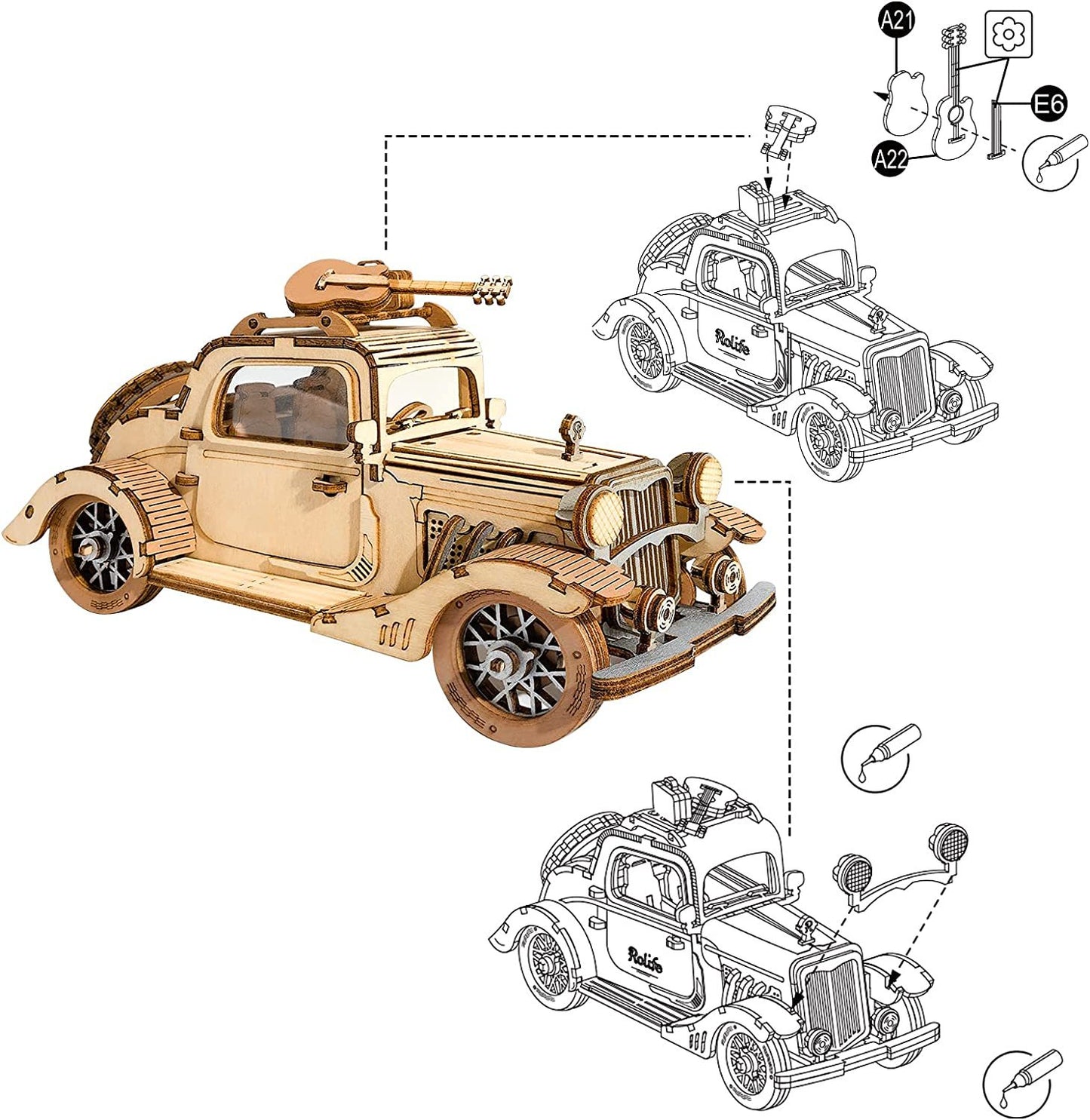 Robotime Vintage Car 3D Puzzle