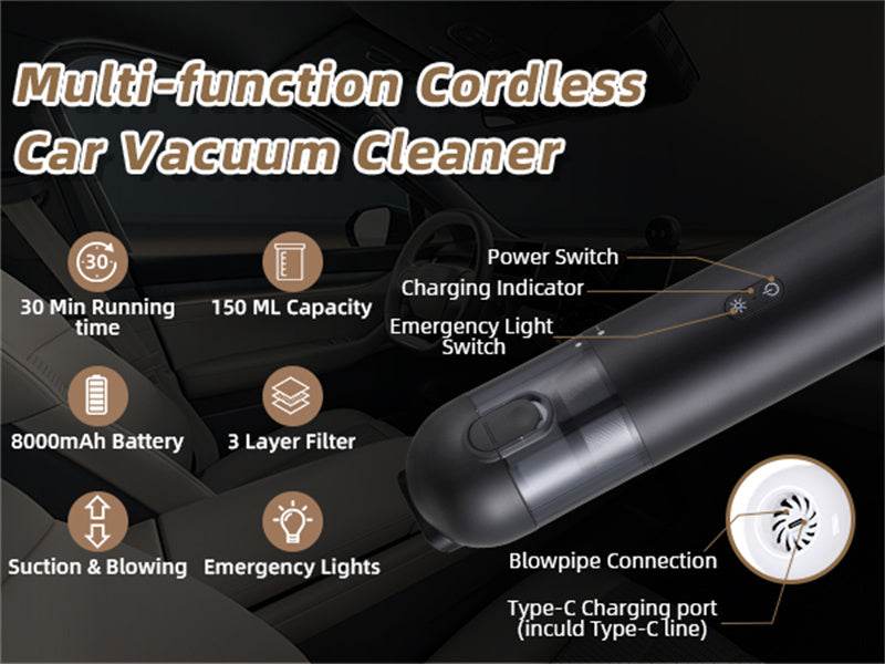 Multifunctional Car Vacuum Cleaner 10kPa