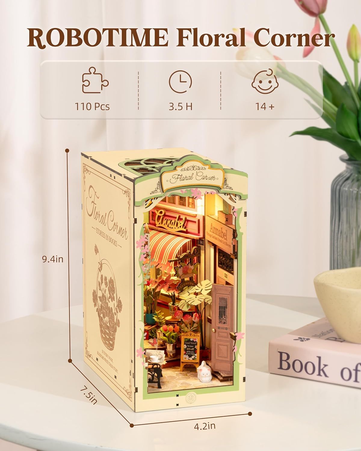 Rolife Floral Book Nook Kit