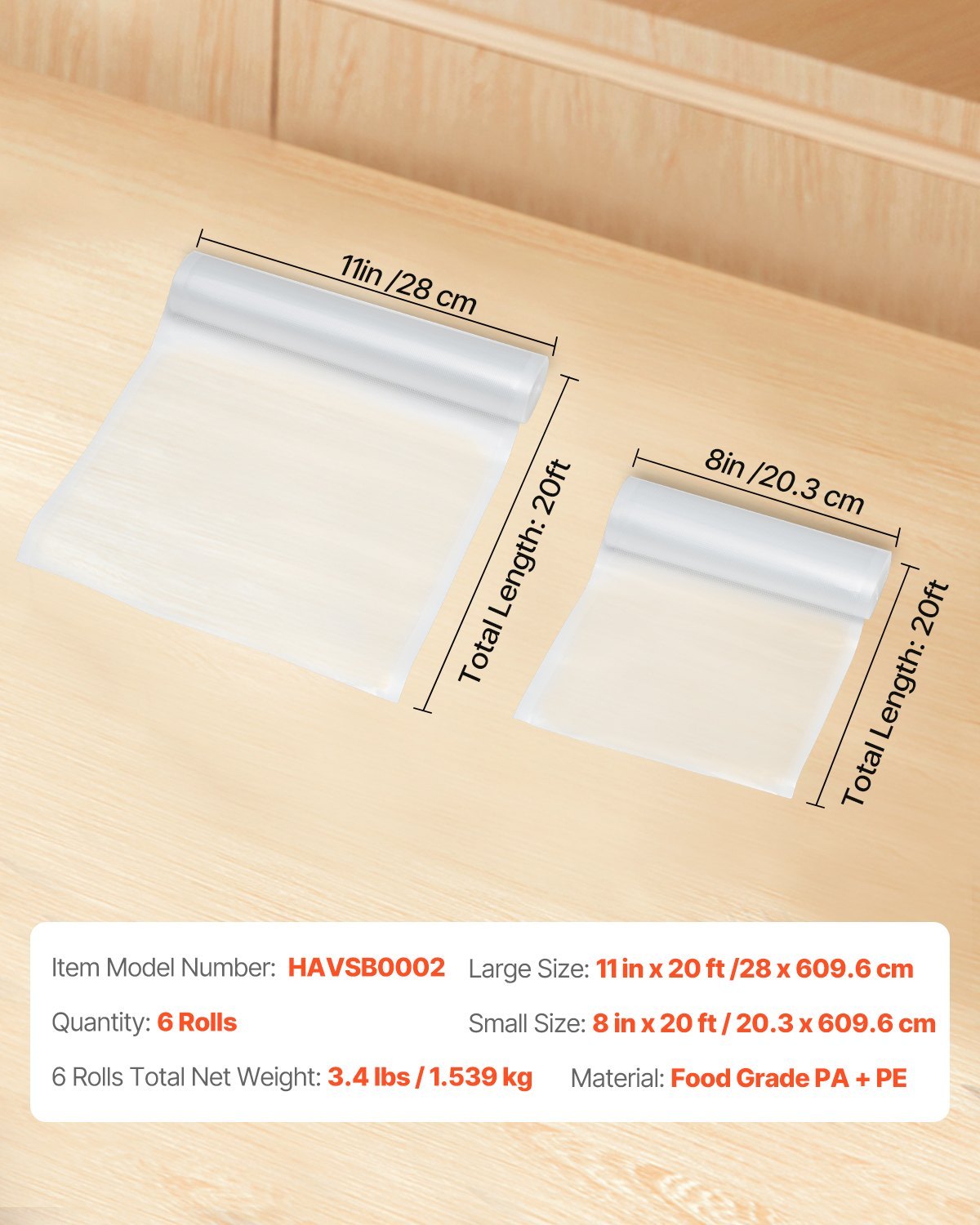 6 Rolls Vacuum Sealer Bags