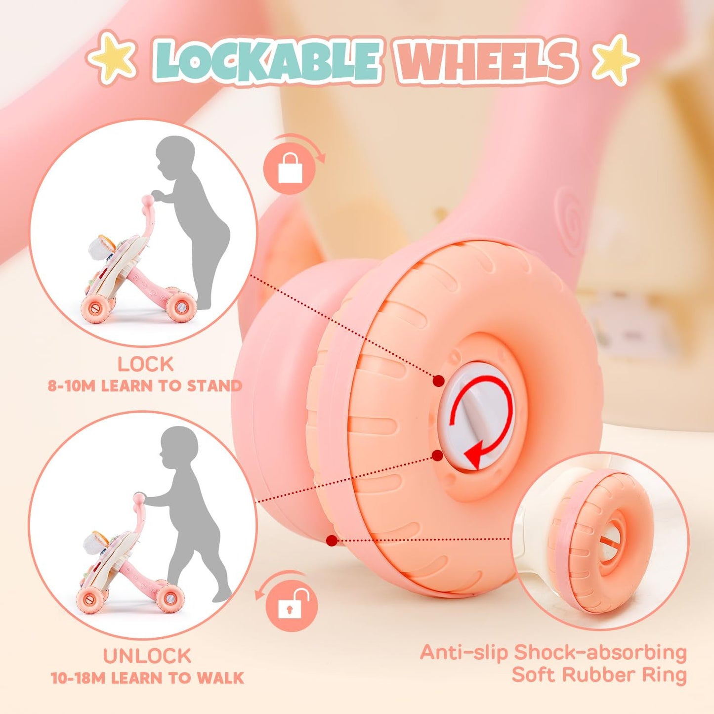 Pink Gliding Walker with Music
