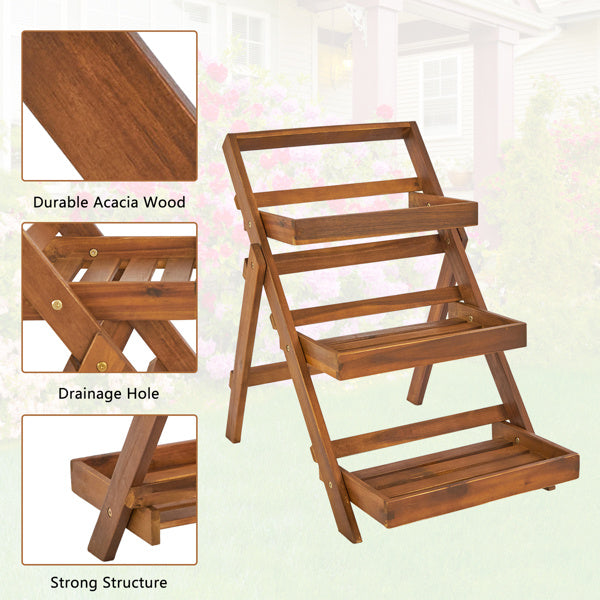 Three-layer Wood Planting Flower Stand