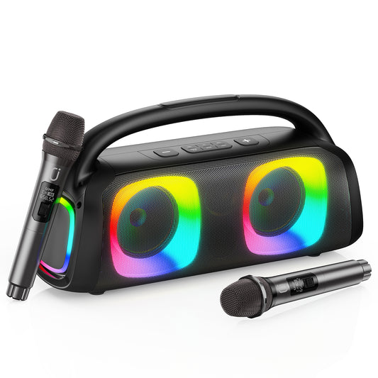 Bluetooth Portable Speaker With 2 Wireless Microphone