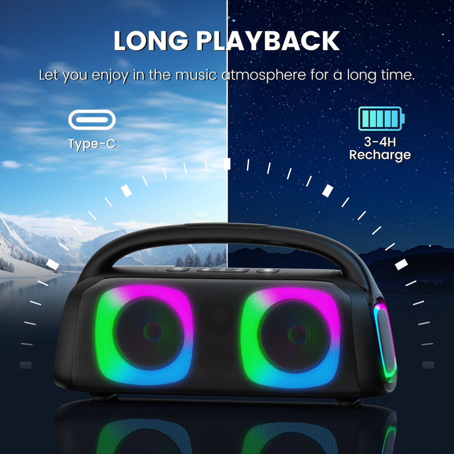 Bluetooth Portable Speaker With 2 Wireless Microphone