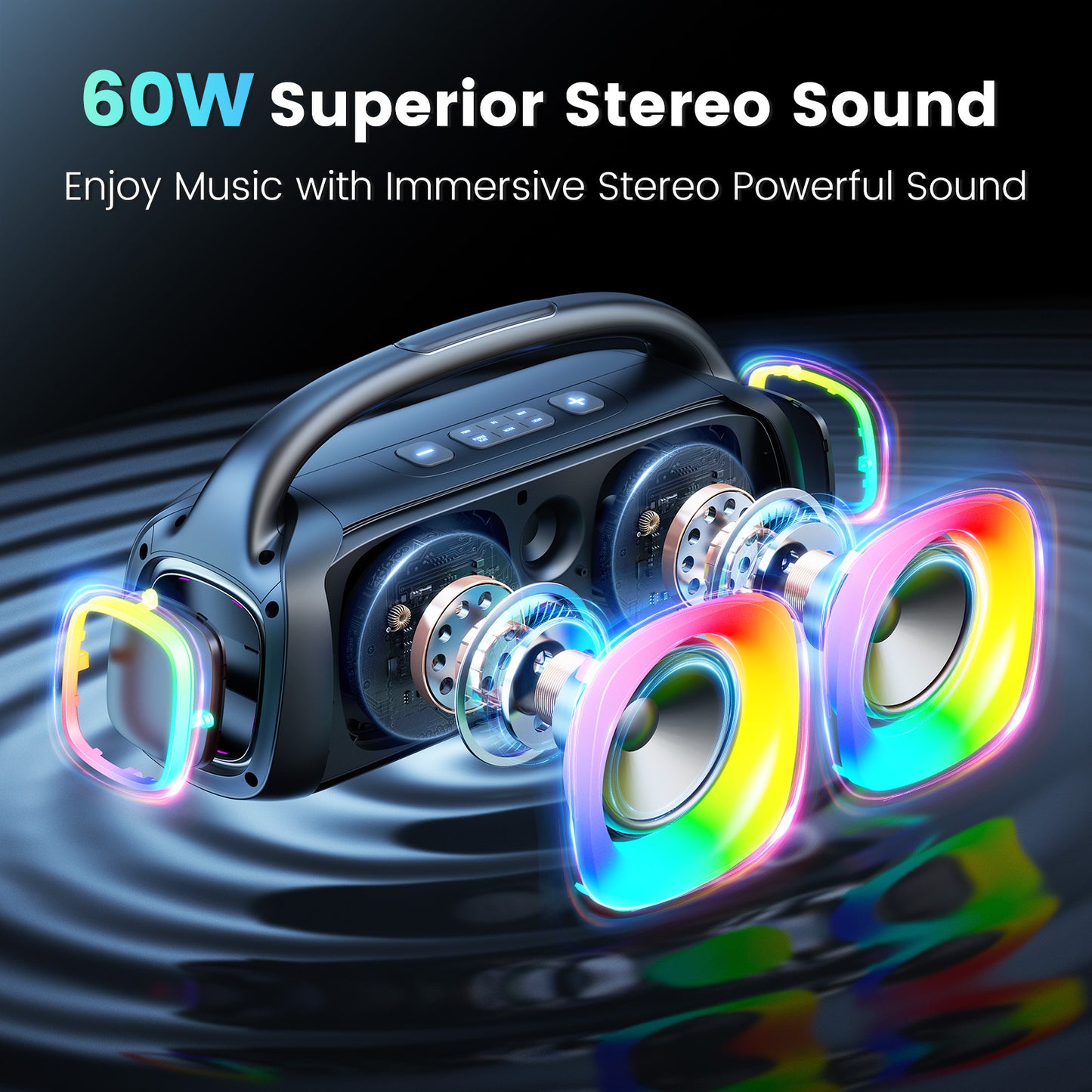 Bluetooth Portable Speaker With 2 Wireless Microphone