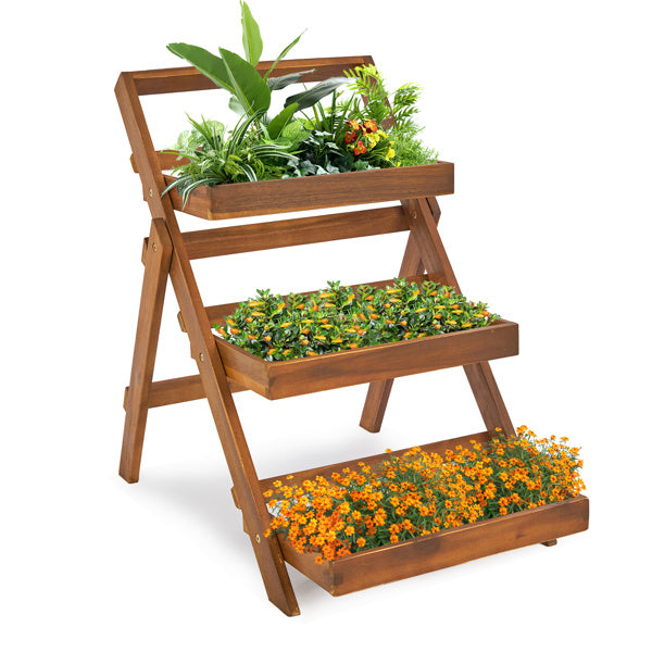 Three-layer Wood Planting Flower Stand