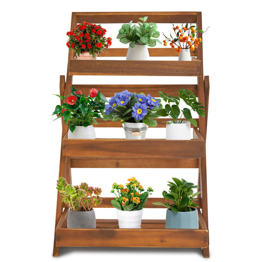 Three-layer Wood Planting Flower Stand
