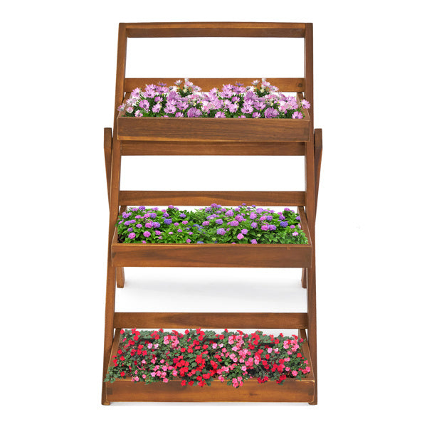 Three-layer Wood Planting Flower Stand