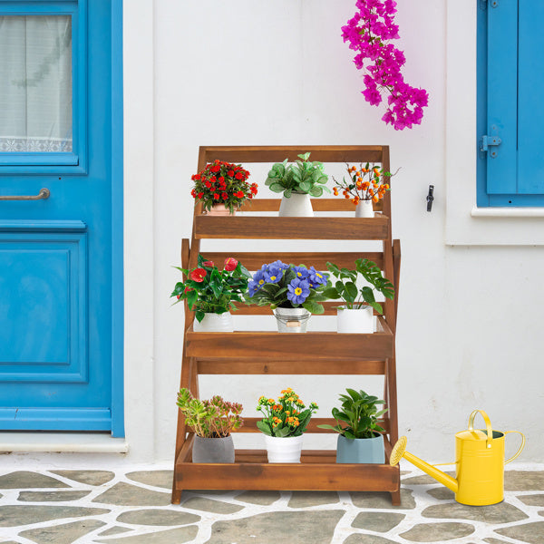 Three-layer Wood Planting Flower Stand