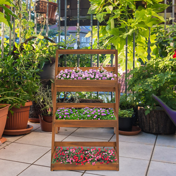 Three-layer Wood Planting Flower Stand