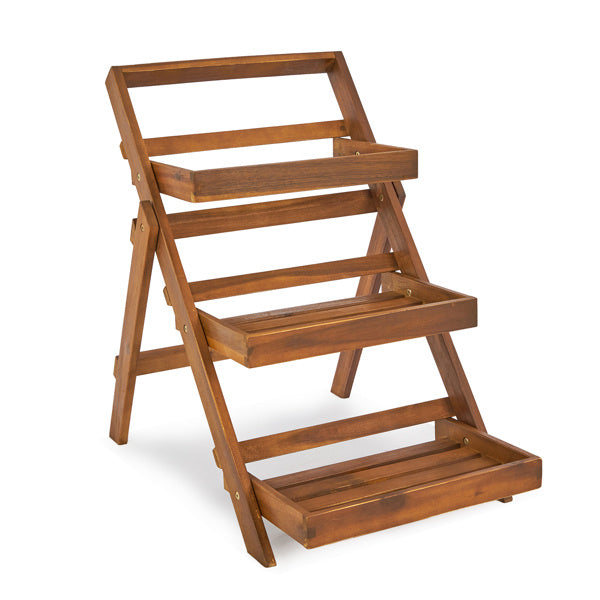 Three-layer Wood Planting Flower Stand